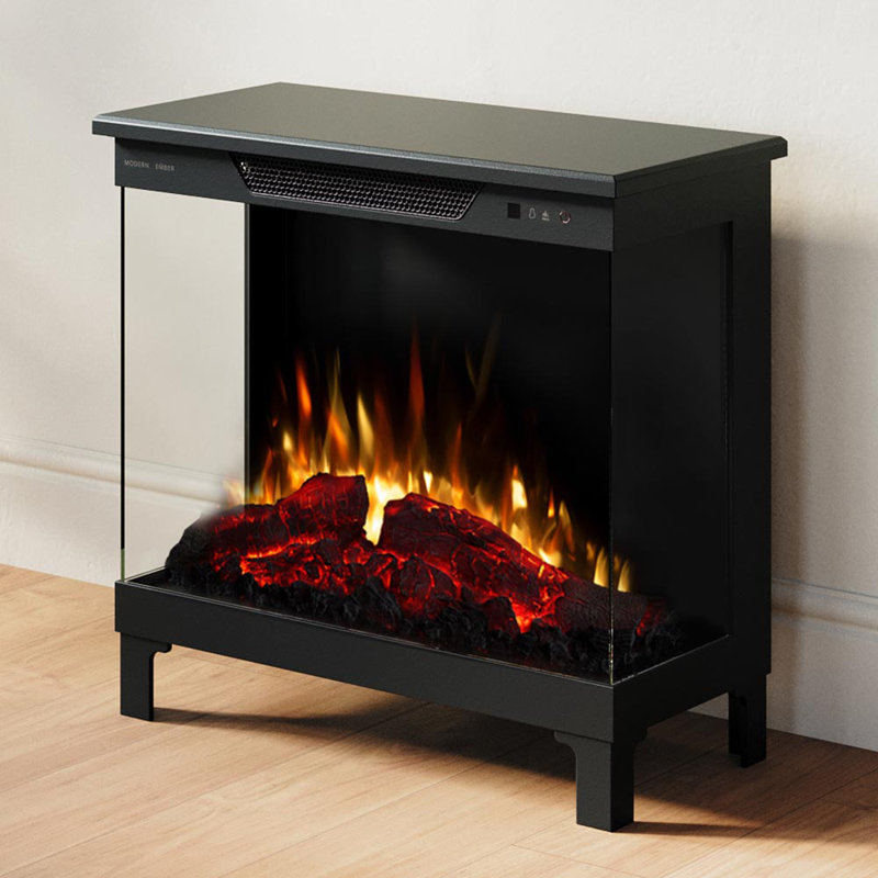 Modern Ember 24-in 3-sided Freestanding Electric Stove Black